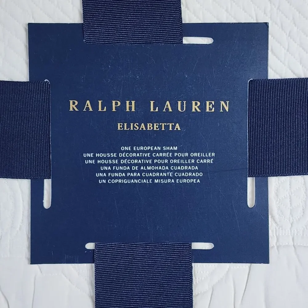 Ralph Lauren White Quilted Elisabetta Euro Pillow Sham NWT